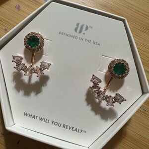 Elegant Green and Gold Earrings